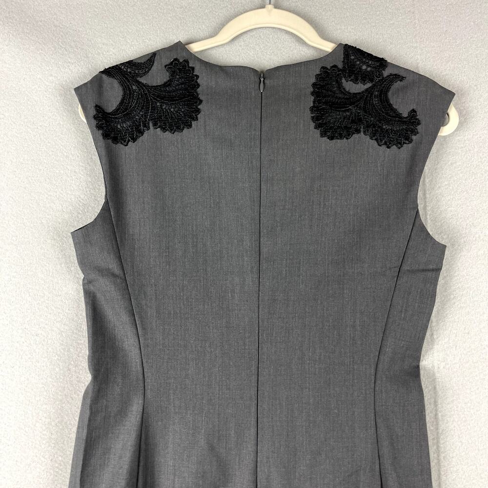 Josie Natori Wool Blend Sheath Dress Women 6 Lace Career Witchy Dark Academia - Picture 9 of 14